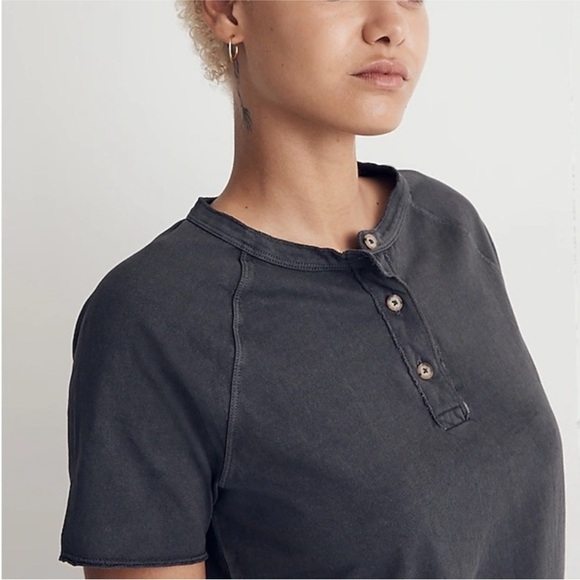 Madewell Garment Dyed Raglan Gray Henley Tee Size Small - Picture 4 of 5